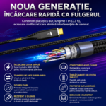 Cablu USB-C la USB-C USB4 Gen3, 40 Gbps, Încărcare Rapidă PD 240W, Kevlar, Conectori Aurii, 1 m - imagine 4