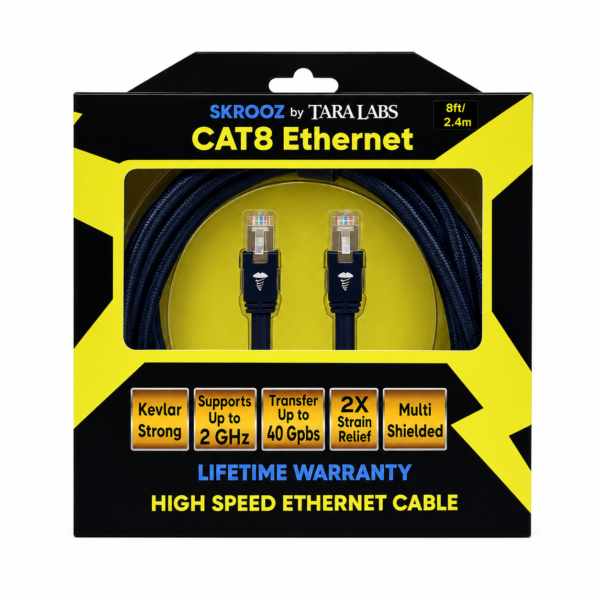 Cablu de rețea CAT 8 Ethernet RJ45, 40 Gbps, 2000 MHz, S/FTP, Conectori Aurii, Kevlar, 2,4 m