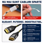 Cablu USB-C la USB-C USB4 Gen3, 40 Gbps, Încărcare Rapidă PD 240W, Kevlar, Conectori Aurii, 1 m - imagine 8
