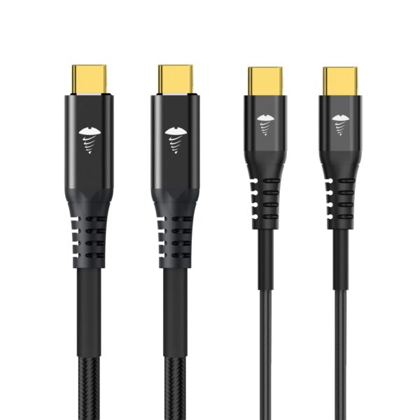 Set 2 Cabluri USB-C la USB-C – USB4 40 Gbps, Încărcare Rapidă PD 240W, Kevlar, 1 m + 1,8 m