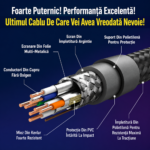 Cablu de rețea CAT 8 Ethernet RJ45, 40 Gbps, 2000 MHz, S/FTP, Conectori Aurii, Kevlar, 2,4 m - imagine 6