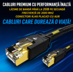 Cablu de rețea CAT 8 Ethernet RJ45, 40 Gbps, 2000 MHz, S/FTP, Conectori Aurii, Kevlar, 2,4 m - imagine 4