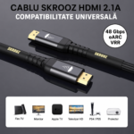 Cablu HDMI 2.1a Ultra High Speed 8K 60Hz / 4K 120Hz, 48 Gbps, eARC, HDR, Kevlar, Conectori Aurii, 1.8 m - imagine 8